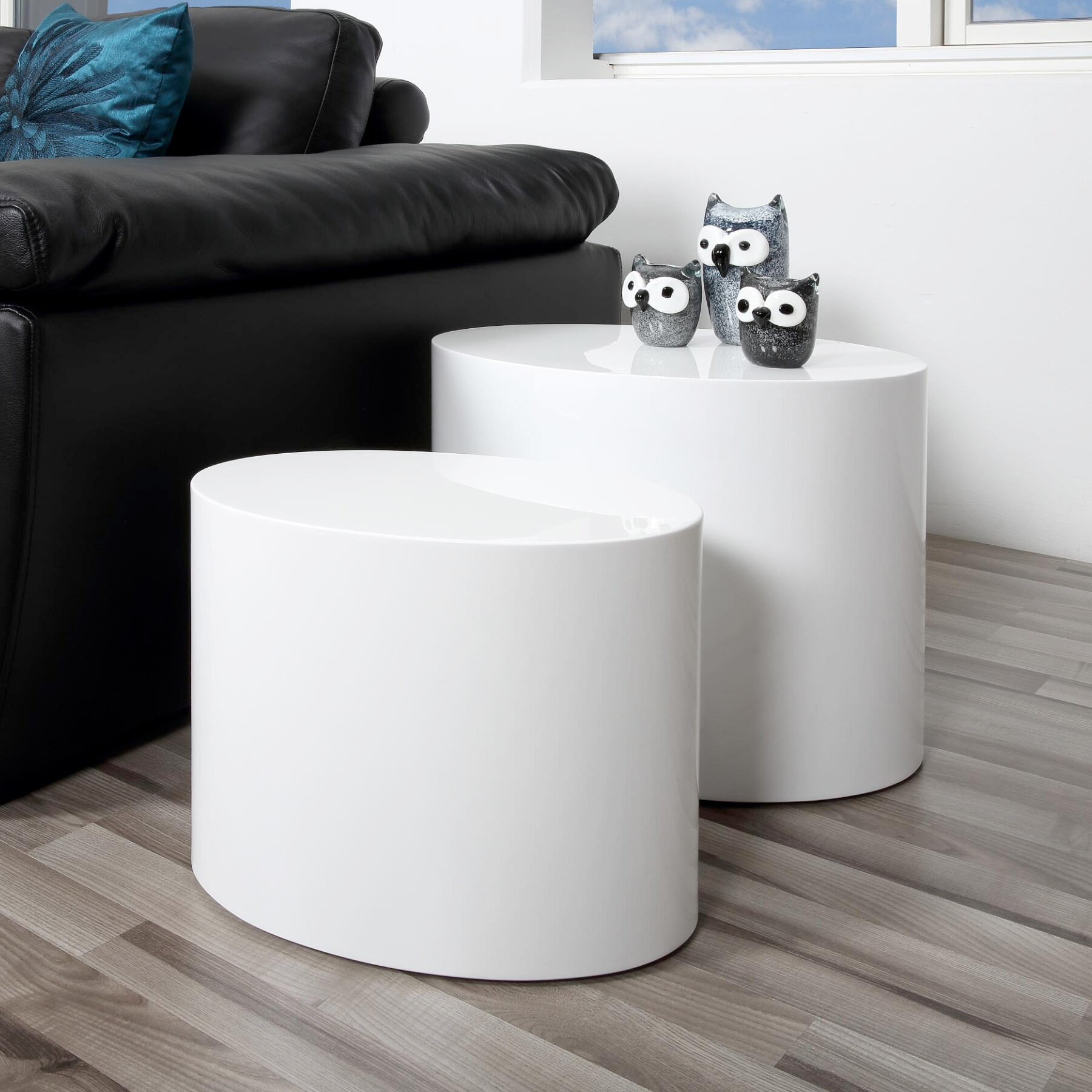 Bendt Ovale Salontafel 'Petrine' Set van 2 stuks, kleur Hoogglans wit