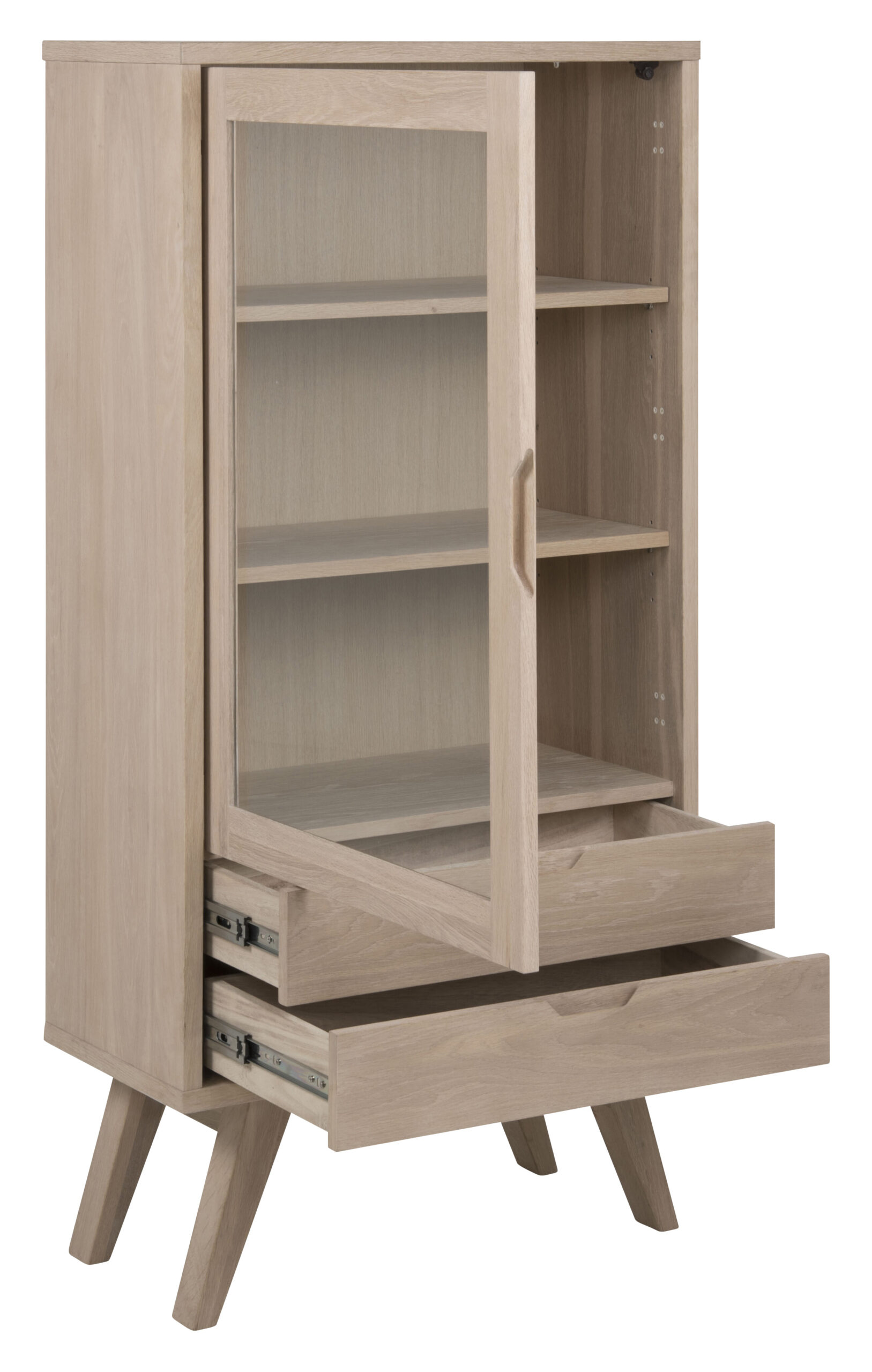 Bendt Vitrinekast 'Mads' 145 x 72cm, licht eikenfineer - Afbeelding 4