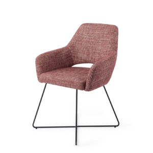 Jesper Home Eetkamerstoel 'Yanai' Cross Black, kleur Berry Bars