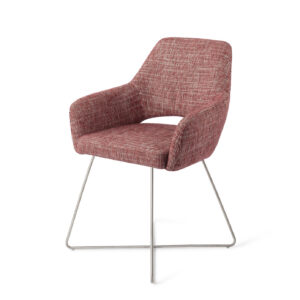 Jesper Home Eetkamerstoel 'Yanai' Cross Steel, kleur Berry Bars