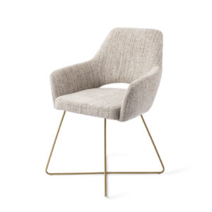 Jesper Home Eetkamerstoel 'Yanai' Cross Gold, kleur Caramel Grid