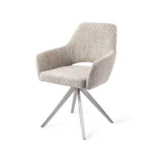 Jesper Home Draaibare Eetkamerstoel 'Yanai' Turn Steel, kleur Caramel Grid