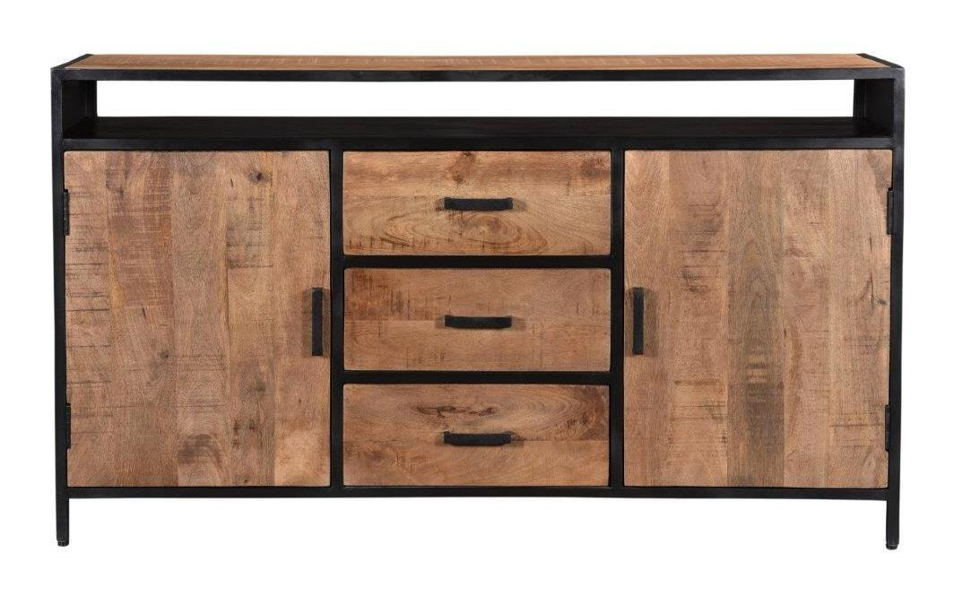 LivingFurn Dressoir 'Sturdy' kleur Naturel / Zwart, 150cm - Afbeelding 3