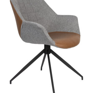 Zuiver Eetkamerstoel 'Doulton' Draaibaar Stof / PU, kleur Grijs / Bruin