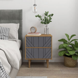 Artistiq Nachtkastje 'Beckham' 2 lades, kleur Grijs / Naturel