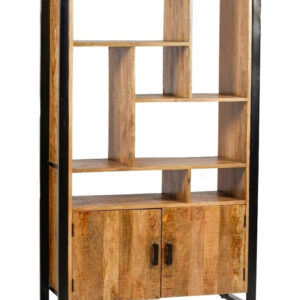 Livingfurn Wandkast 'Nairobi' Mangohout en staal, 180 x 110cm