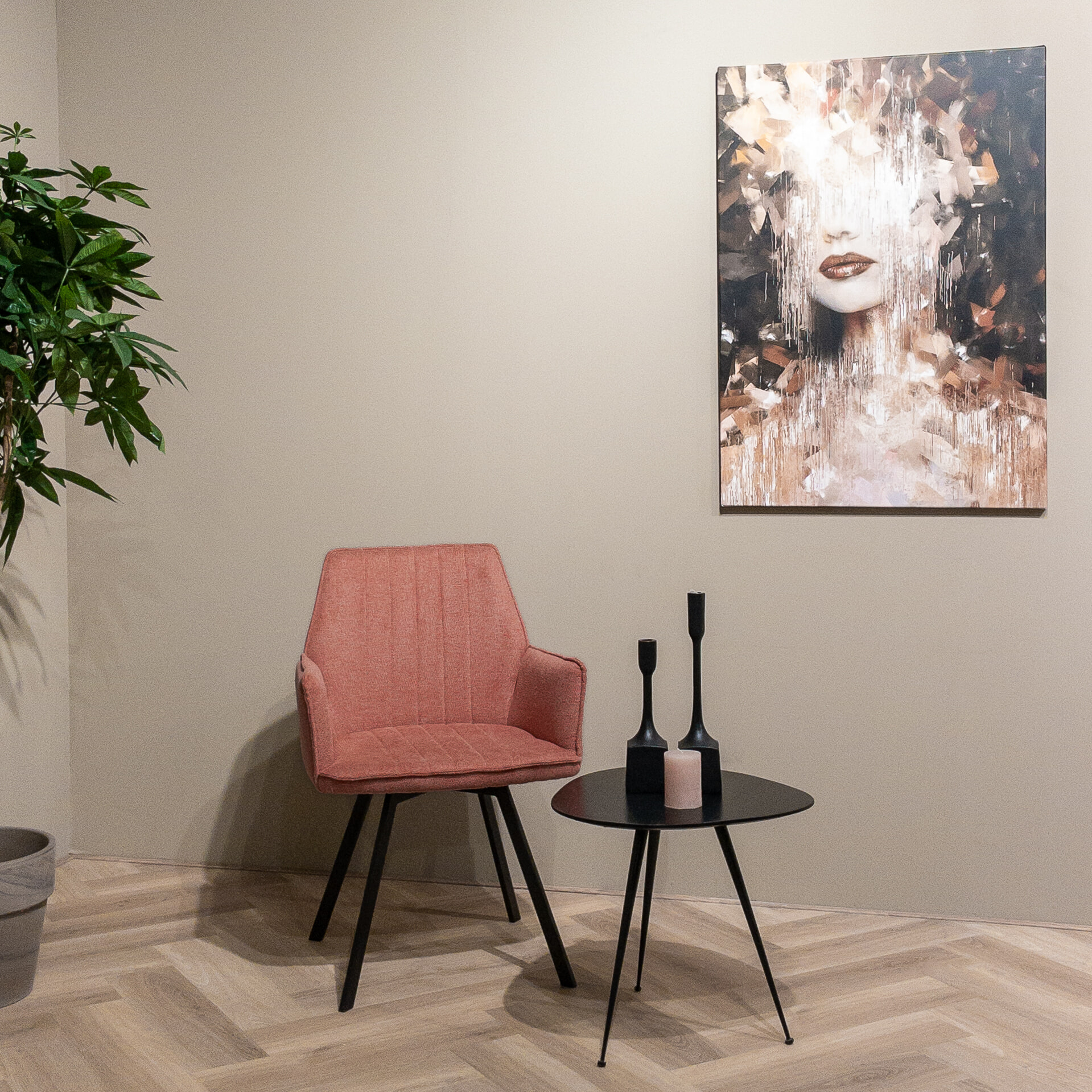 LivingFurn Eetkamerstoel 'Louise', Draaibaar kleur Blush - Afbeelding 5