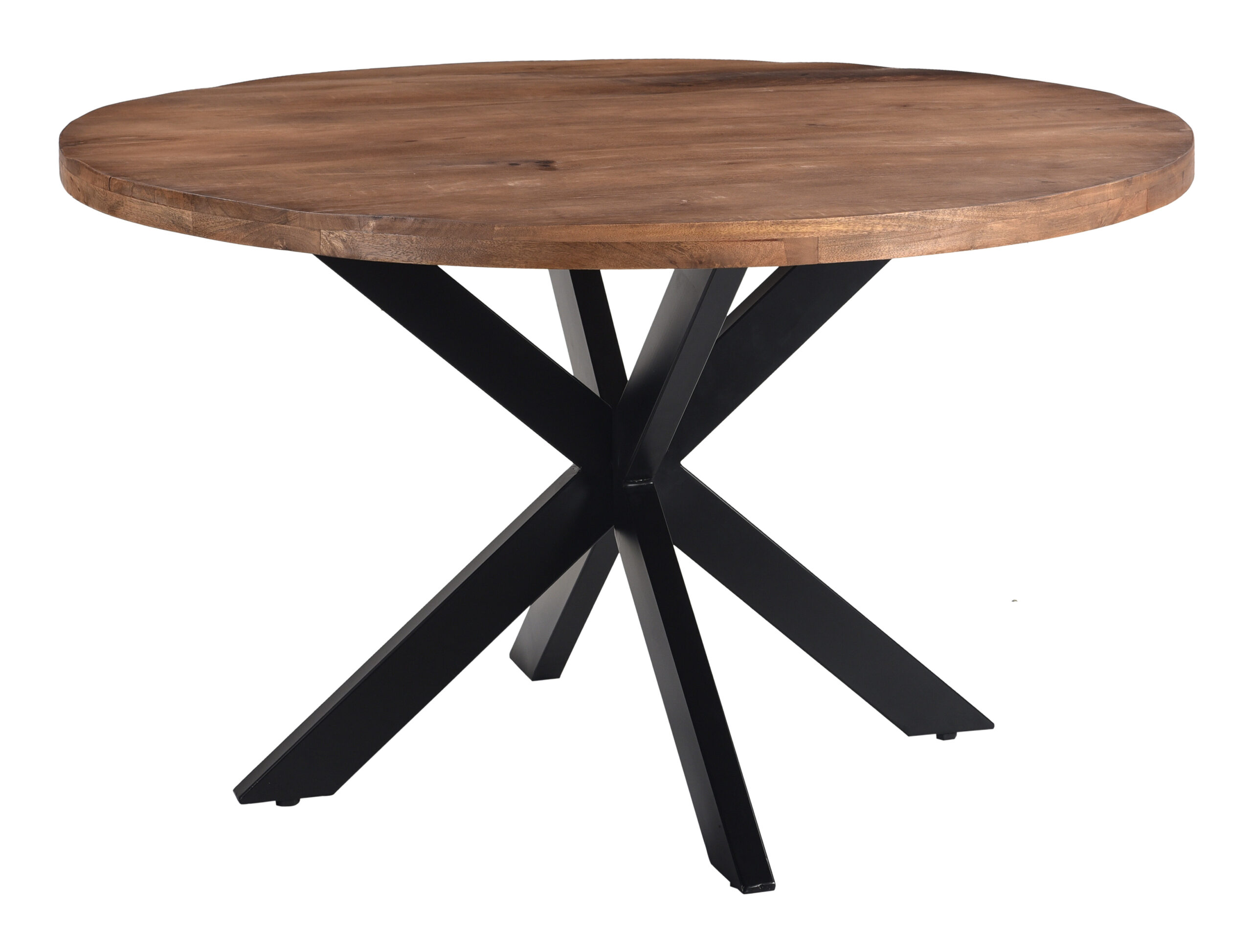 LivingFurn Ronde Eettafel 'Rocky' Mangohout en staal, 140cm - Afbeelding 2