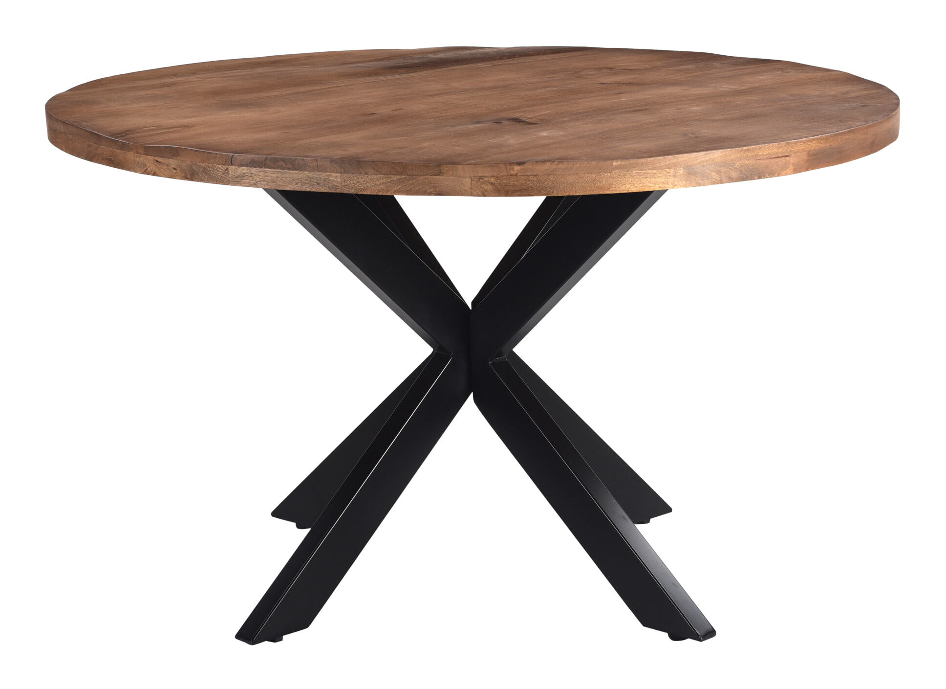 LivingFurn Ronde Eettafel 'Rocky' Mangohout en staal, 140cm - Afbeelding 3