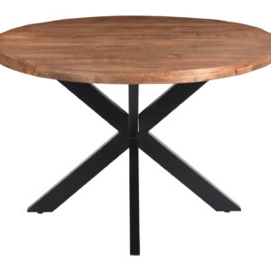 LivingFurn Ronde Eettafel 'Rocky' Mangohout en staal, 140cm