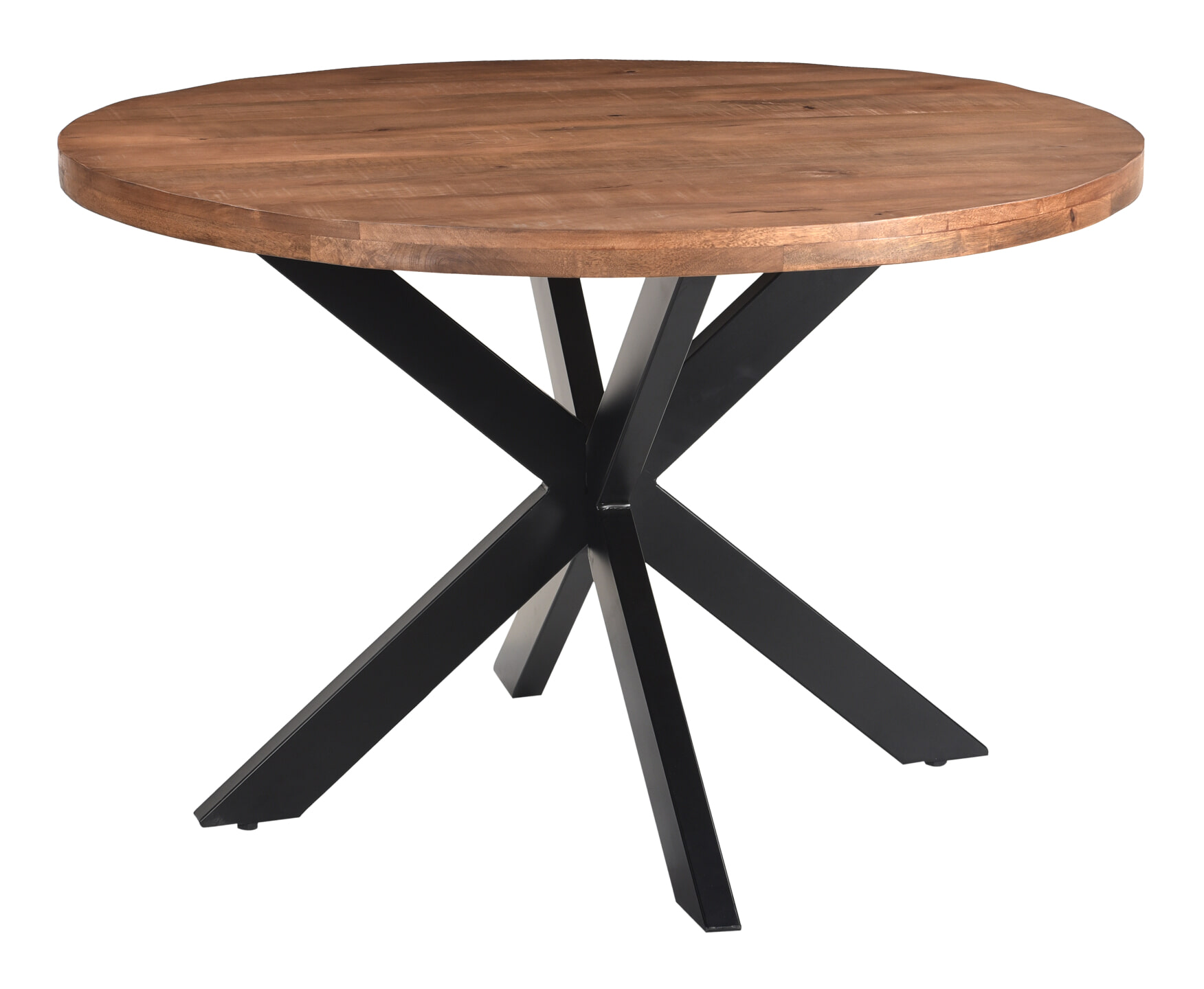 LivingFurn Ronde Eettafel 'Rocky' Mangohout en staal, 120cm - Afbeelding 3