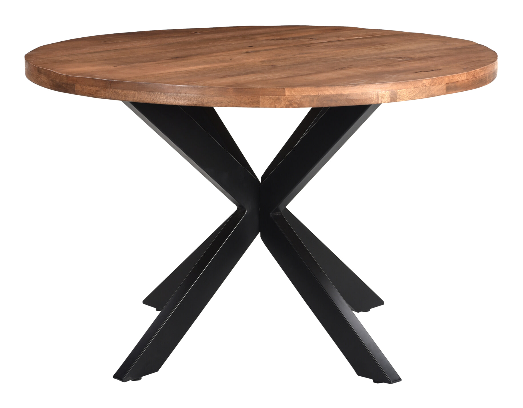 LivingFurn Ronde Eettafel 'Rocky' Mangohout en staal, 120cm - Afbeelding 2