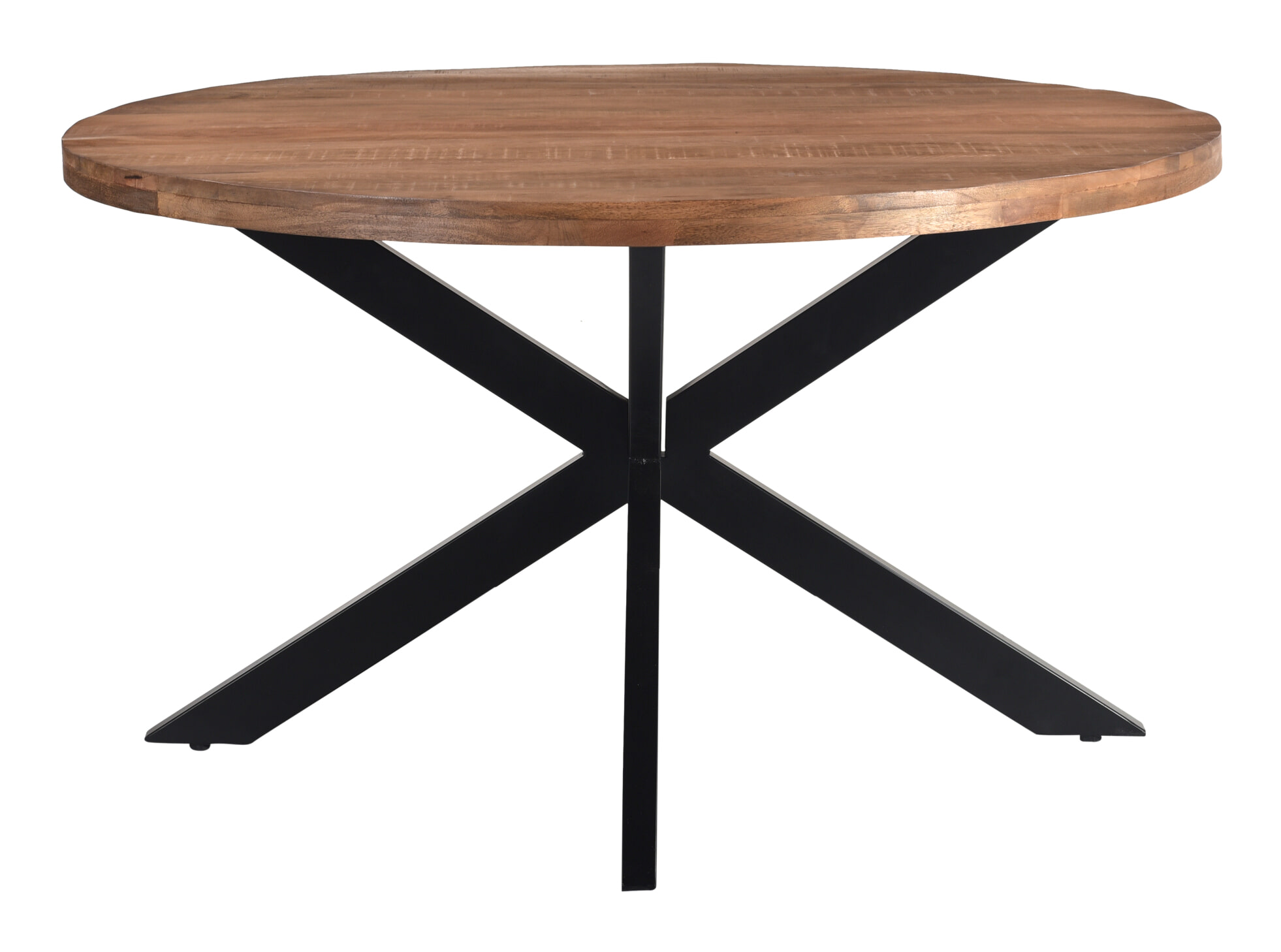 LivingFurn Ronde Eettafel 'Rocky' Mangohout en staal, 150cm - Afbeelding 2
