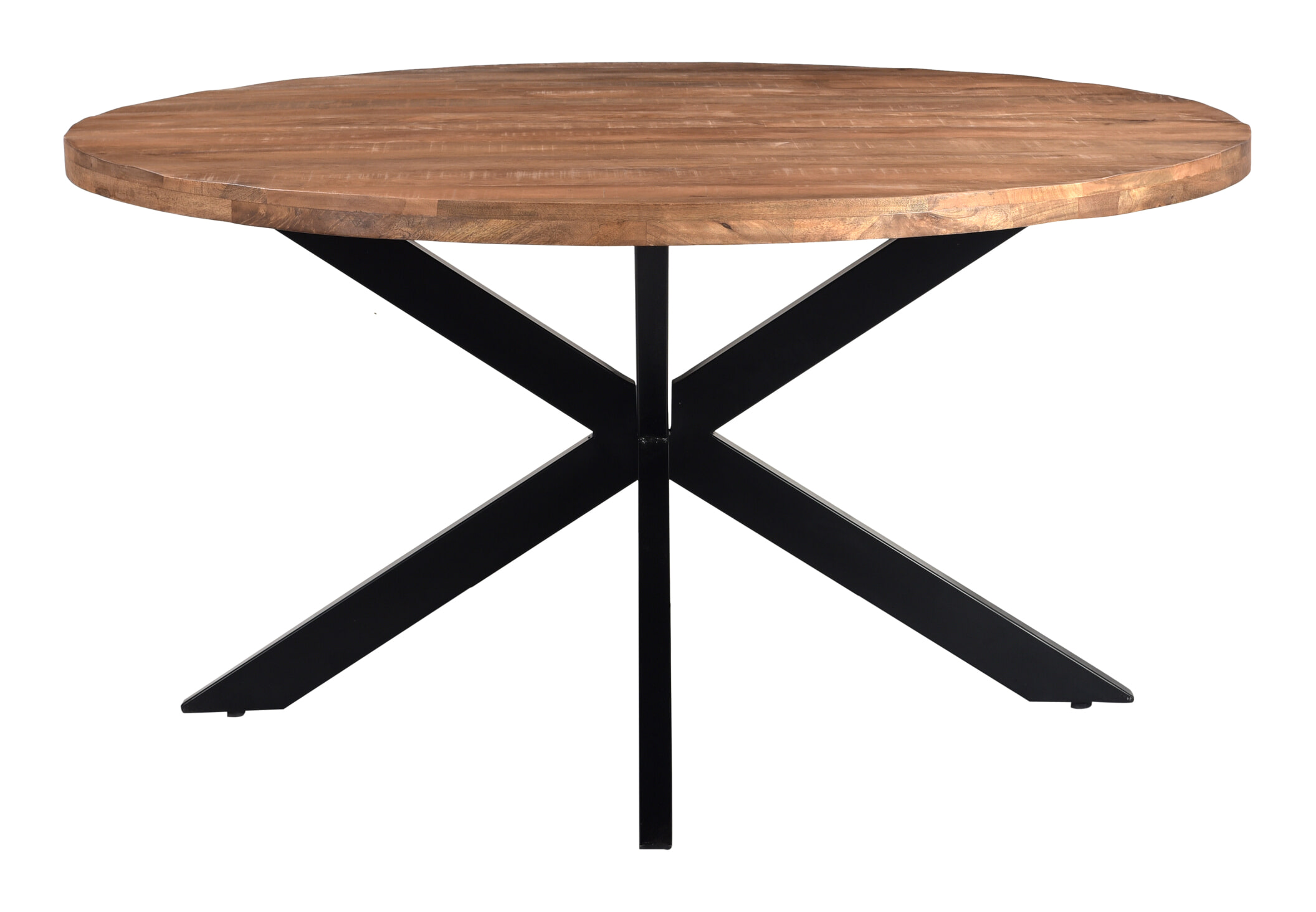 LivingFurn Ronde Eettafel 'Rocky' Mangohout en staal, 150cm - Afbeelding 3