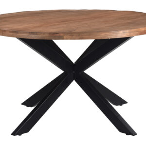 LivingFurn Ronde Eettafel 'Rocky' Mangohout en staal, 150cm