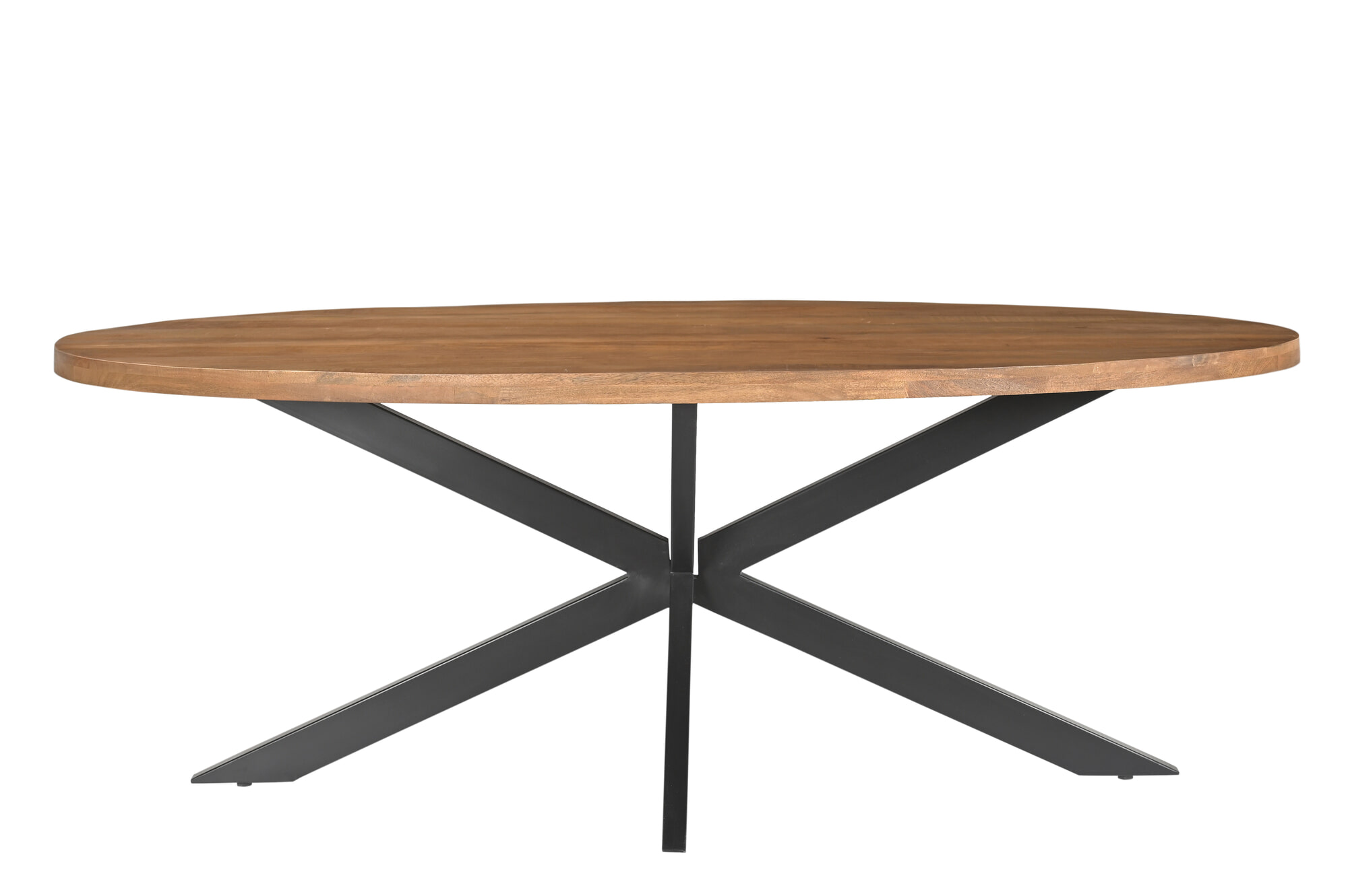 LivingFurn Ovale Eettafel 'Rocky' Mangohout en staal, 210 x 110cm - Afbeelding 2