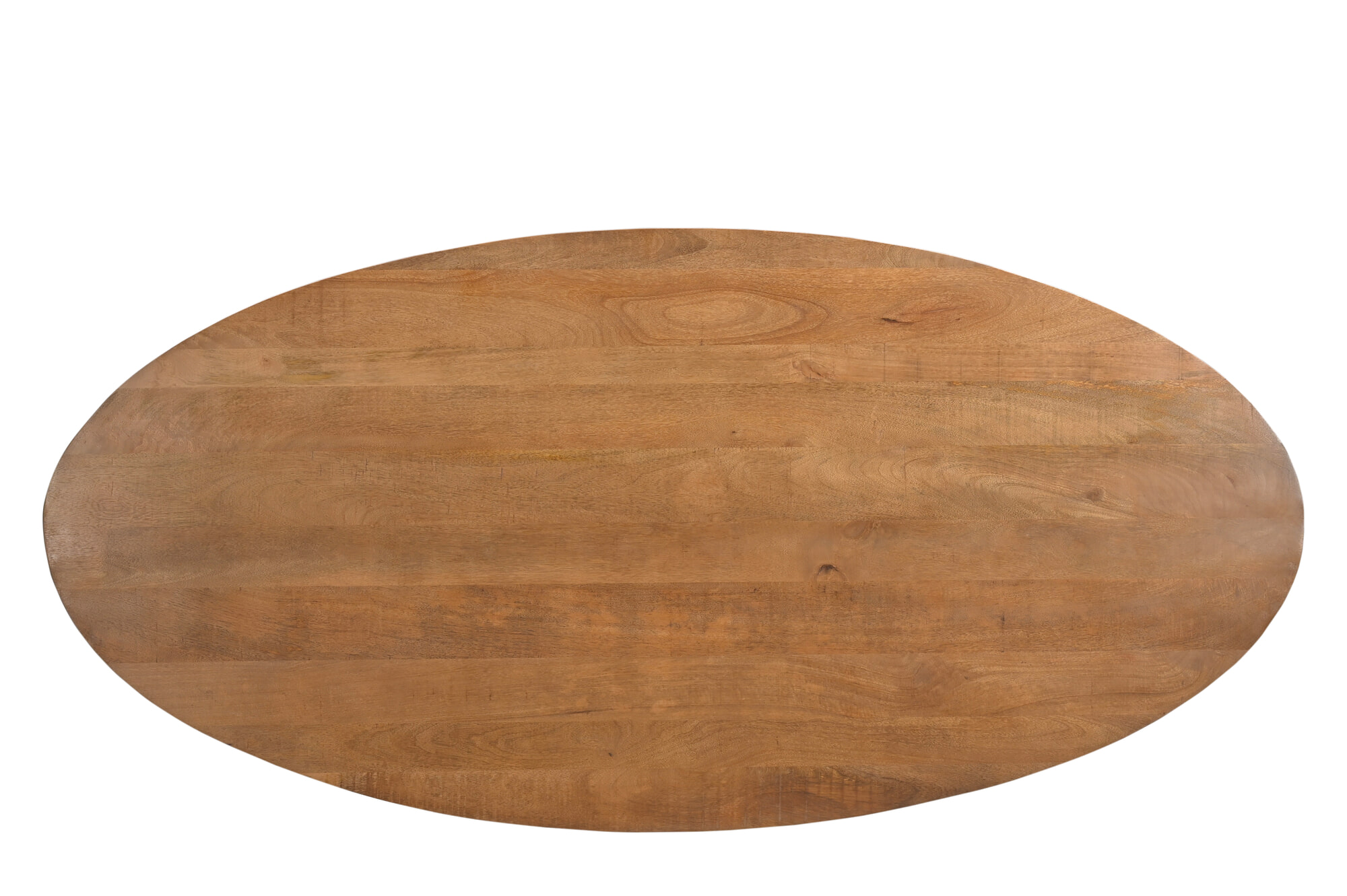 LivingFurn Ovale Eettafel 'Rocky' Mangohout en staal, 240 x 110cm - Afbeelding 4