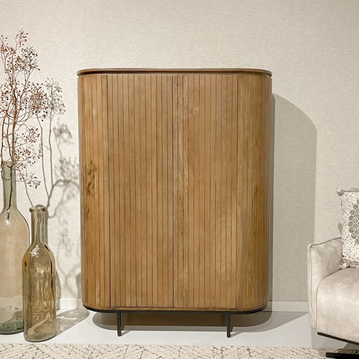 Livingfurn Opbergkast 'Noor' Mangohout, 150 x 115cm, kleur Naturel