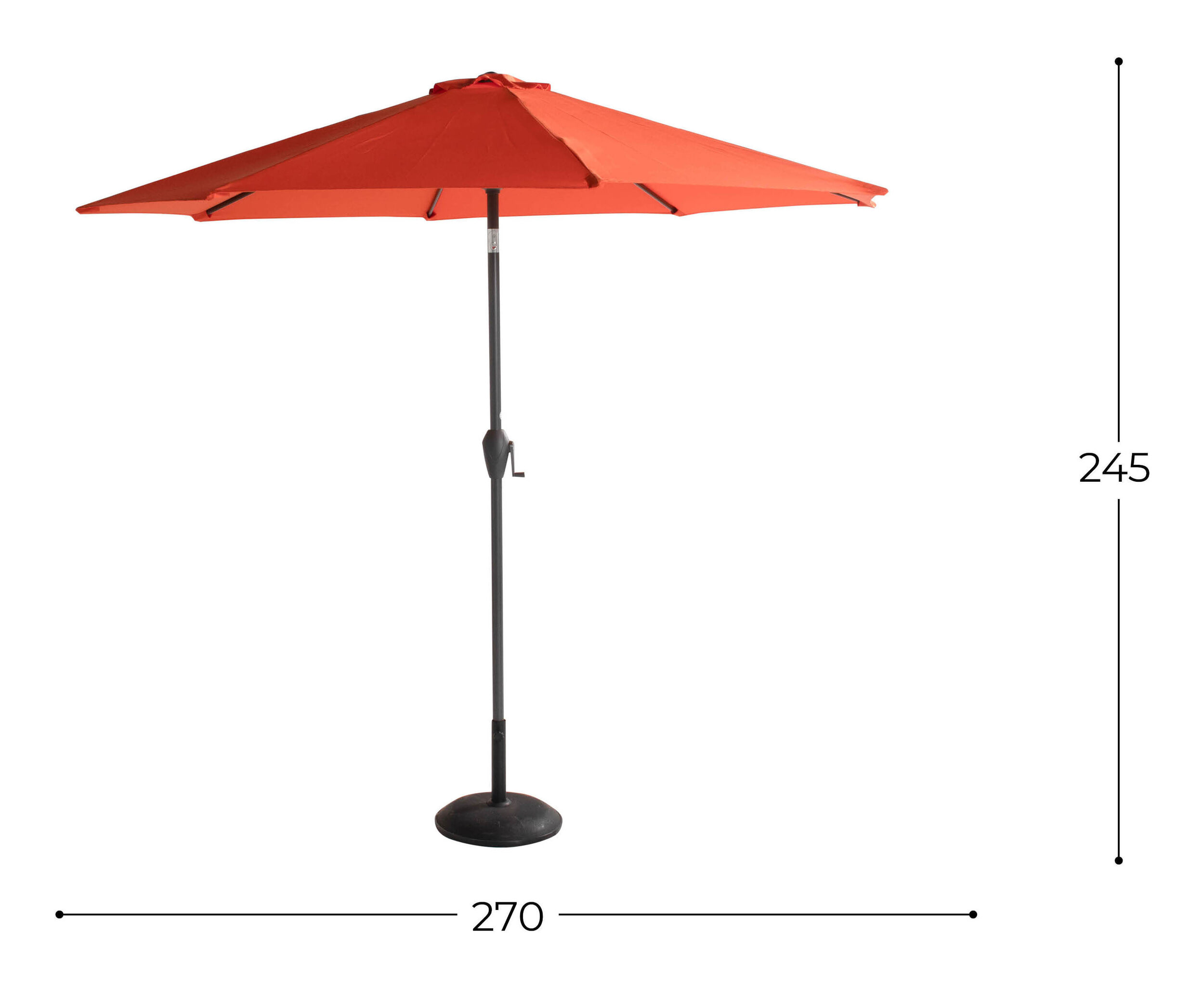 Hartman Parasol 'Sunline' 270cm, kleur Oranje - Afbeelding 4