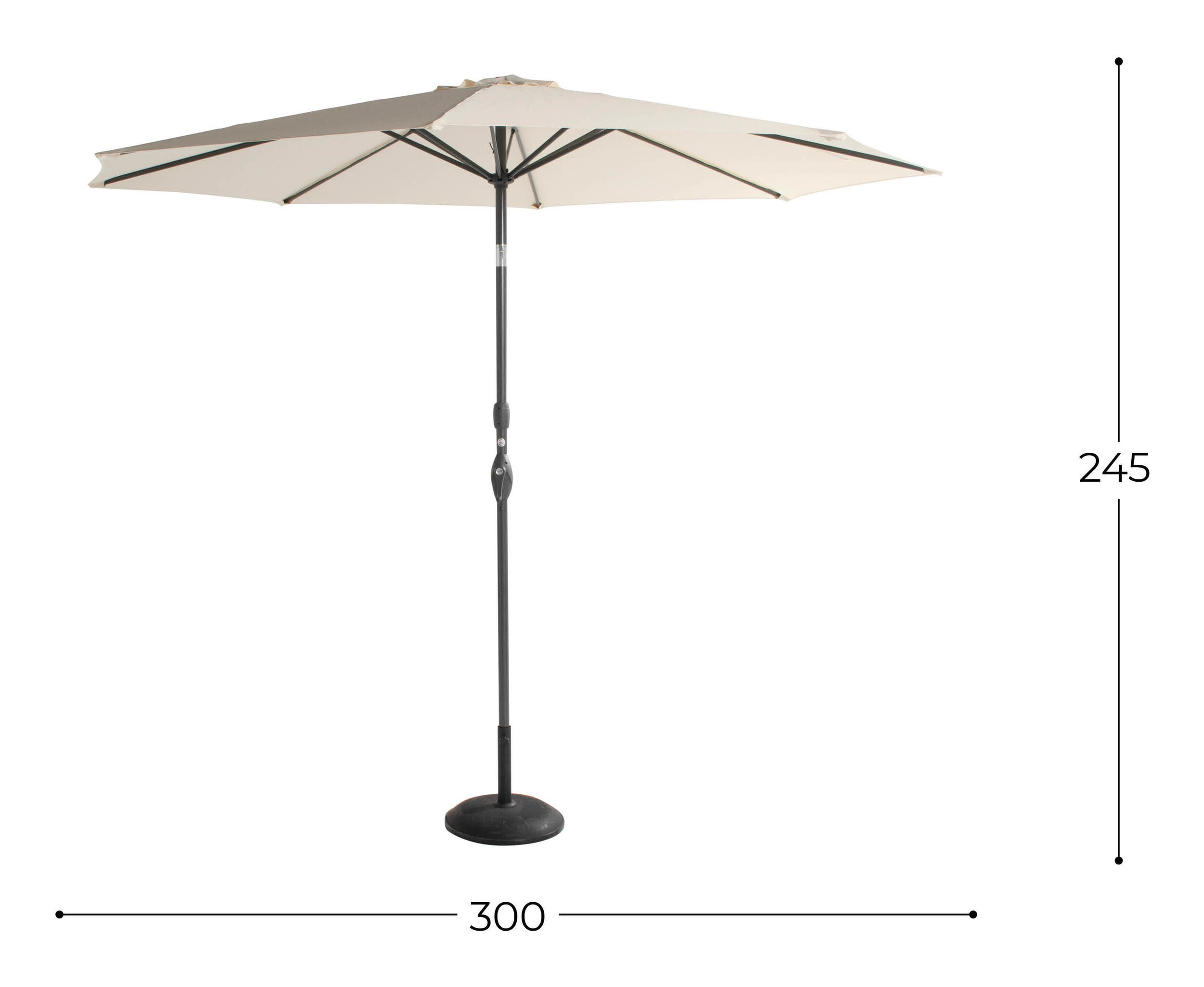 Hartman Parasol 'Sunline' 300cm, kleur Beige - Afbeelding 4