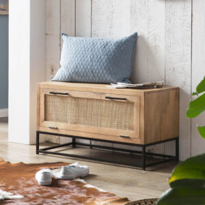 Artistiq Schoenenkast 'Denice' Mangohout en rotan, 48 x 85cm