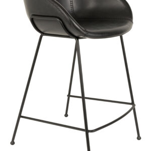 Zuiver Barstoel 'Feston' PU leer, kleur Zwart (zithoogte 65cm)