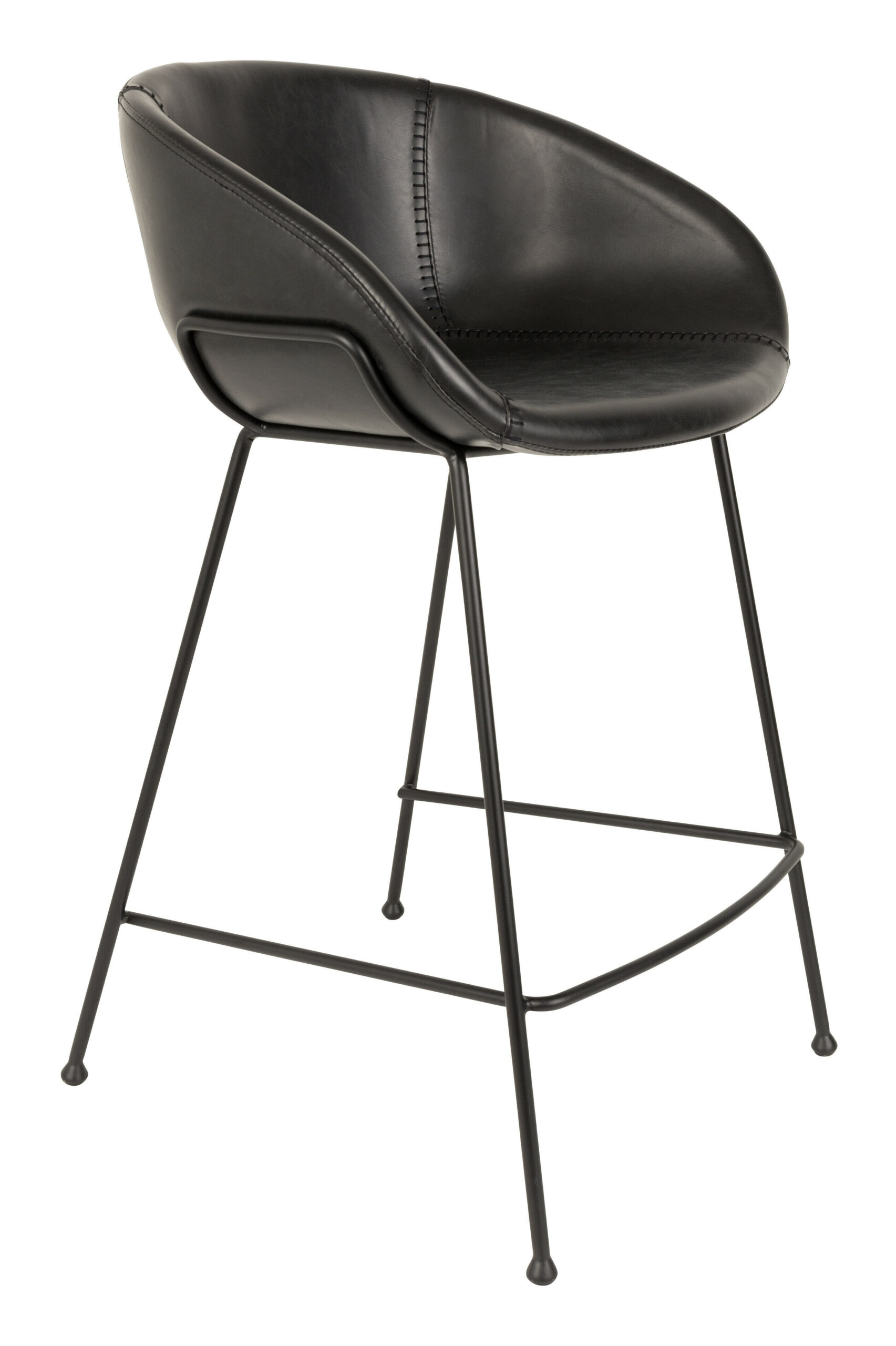 Zuiver Barstoel 'Feston' PU leer, kleur Zwart (zithoogte 65cm)