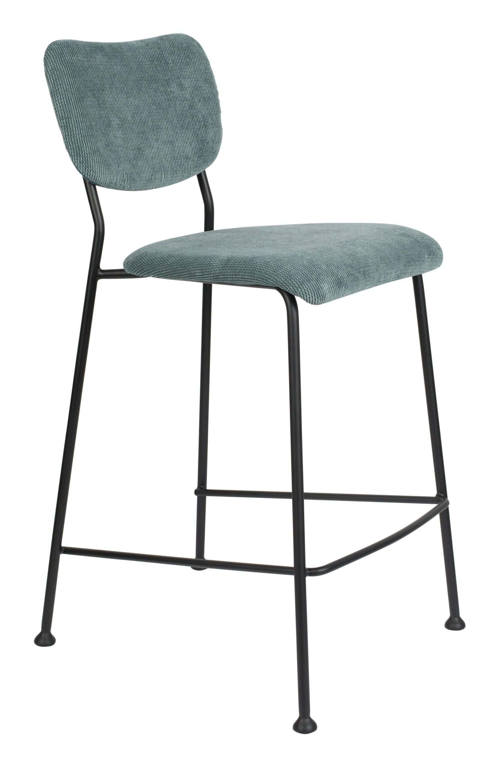 Zuiver Barstoel 'Benson' Ribstof, kleur Grijsblauw (zithoogte 65cm)