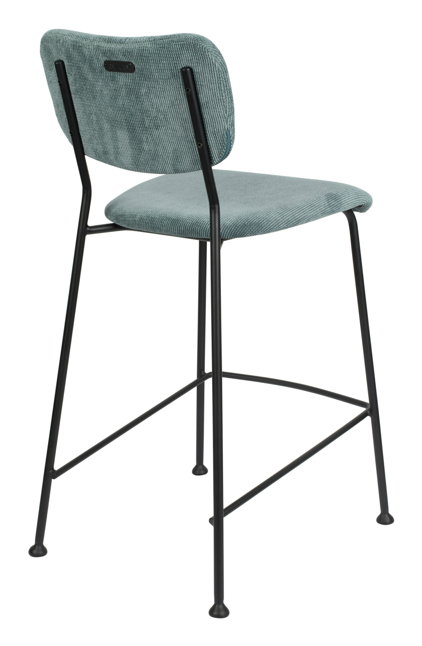 Zuiver Barstoel 'Benson' Ribstof, kleur Grijsblauw (zithoogte 65cm) - Afbeelding 4