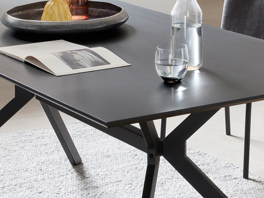 Artistiq Eettafel 'Alfonso' 180 x 90cm, kleur Zwart - Afbeelding 6