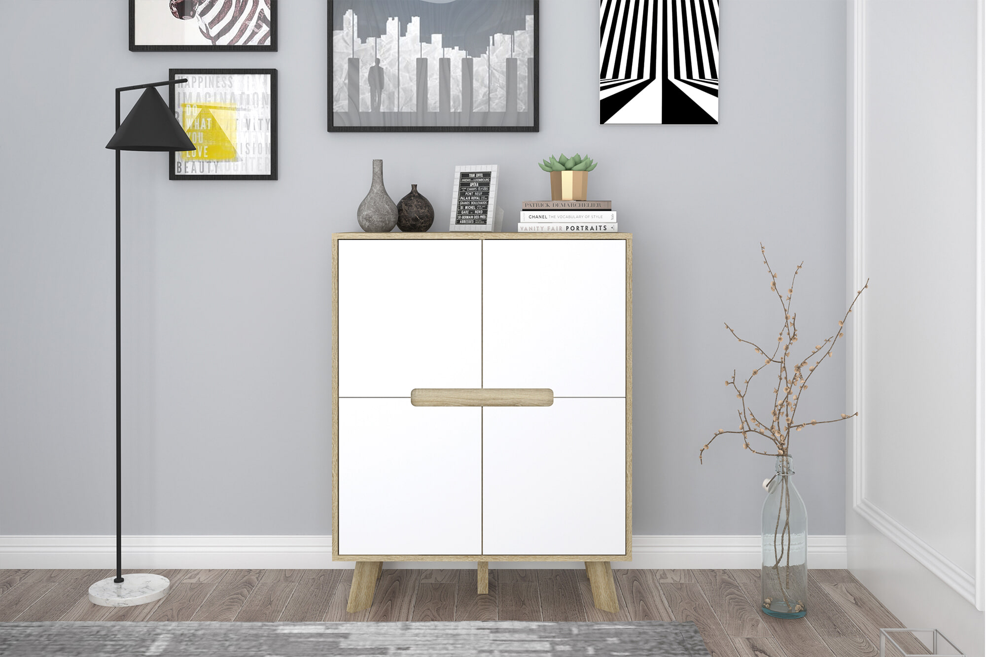 Artistiq Opbergkast 'Gonzalo' 102 x 80cm, kleur Naturel / Wit - Afbeelding 5