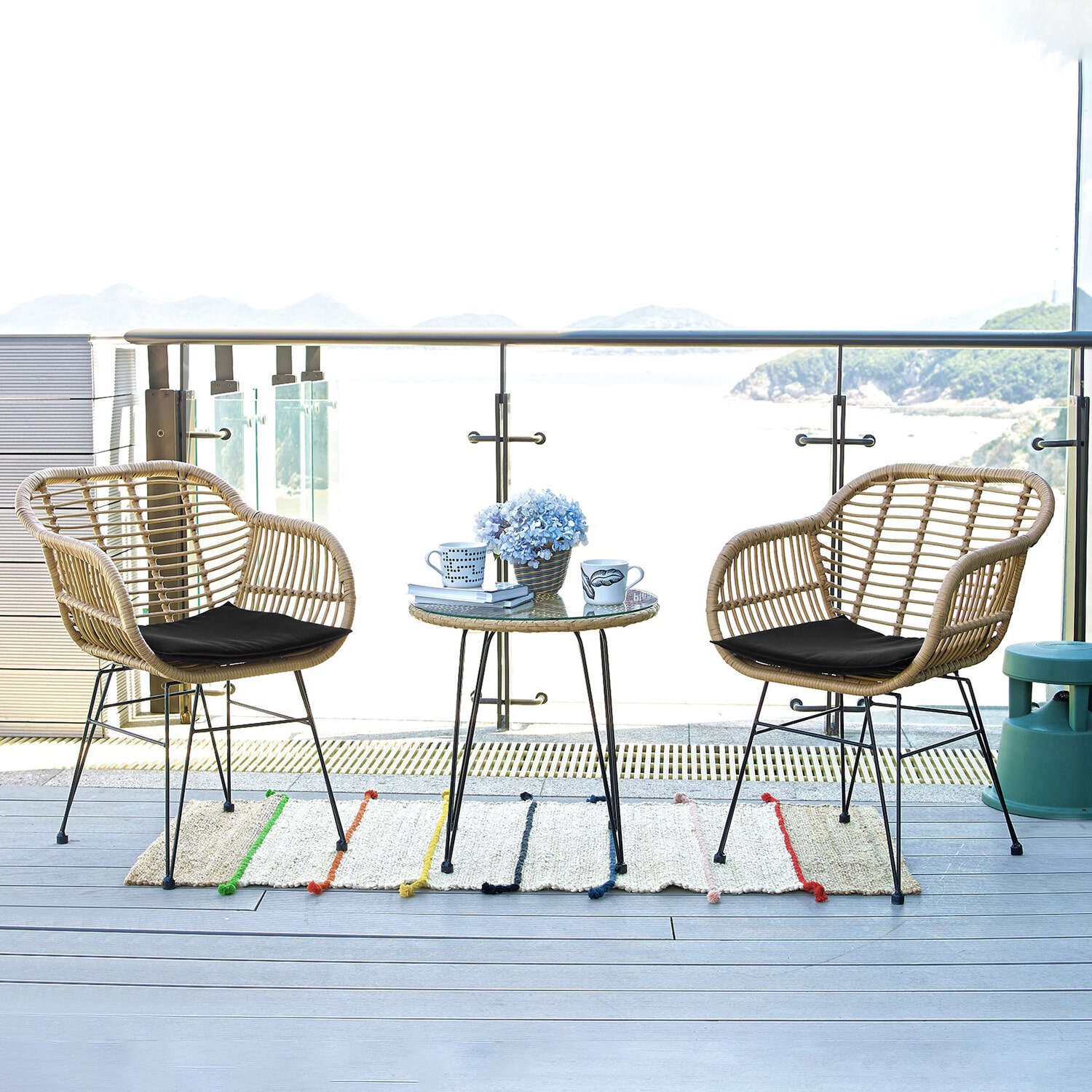 Artistiq Tuinsetje 'Mandela' Rotan, 2 stoelen + 1 bijzettafel