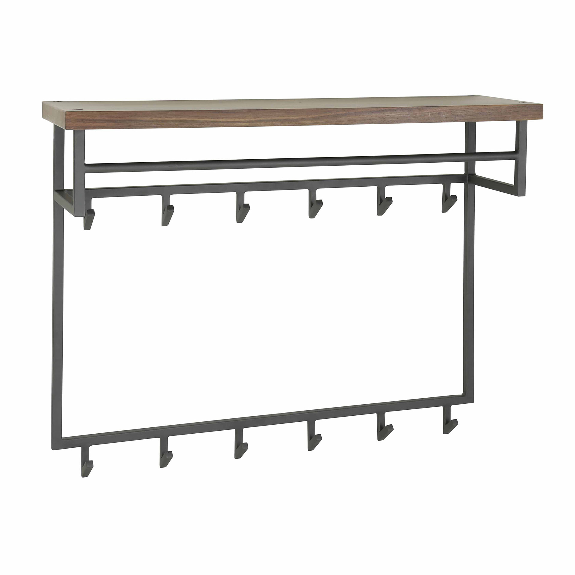 LifestyleFurn Kapstok 'Amadou' Saja notenhout, met 12 haken en plank - Afbeelding 2