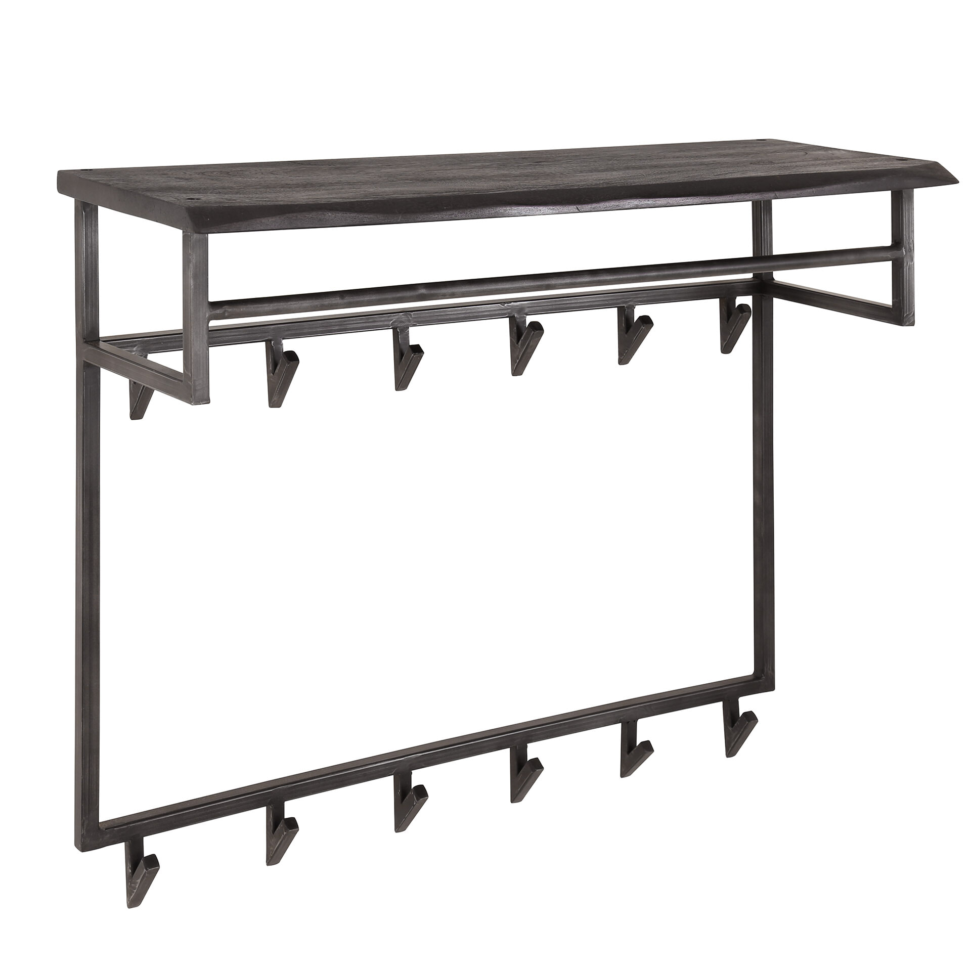 Kapstok 'Yena' Acaciahout en metaal, met 12 haken en plank - Afbeelding 4