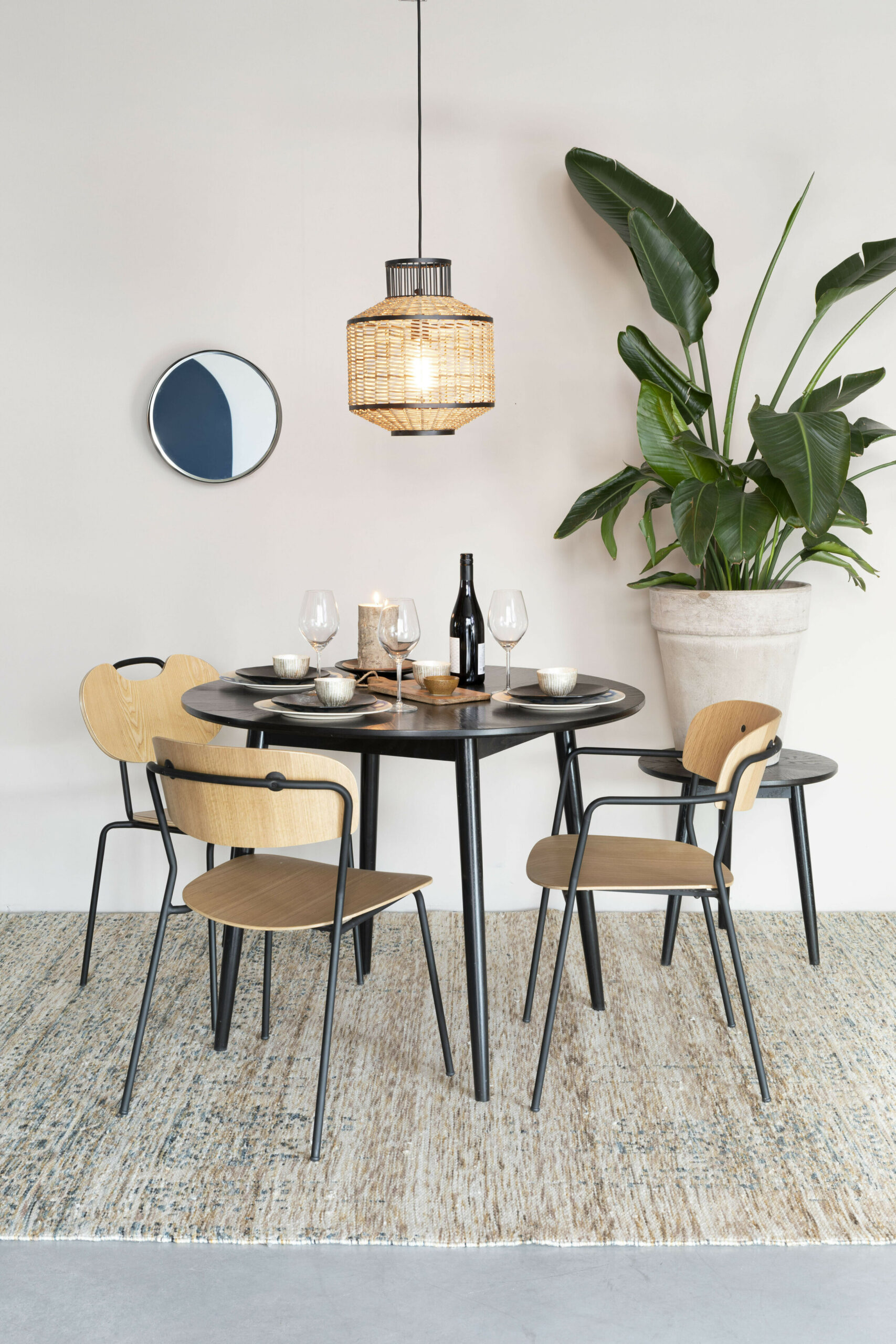 ZILT Ronde Eettafel 'Memo' Eikenhout, 100cm, kleur Zwart - Afbeelding 3