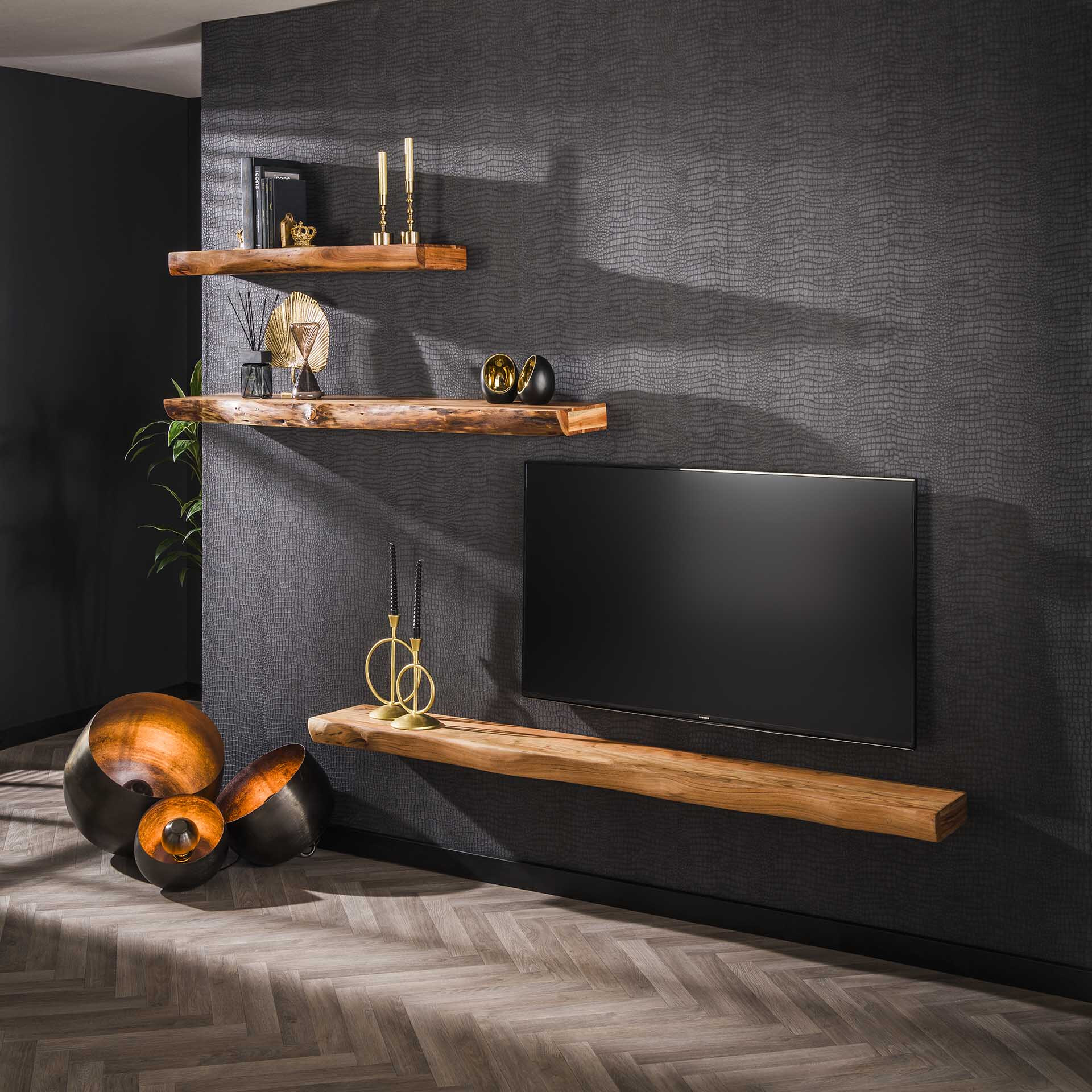 LifestyleFurn Wandplank 'Mac' Acaciahout, 150cm - Afbeelding 5