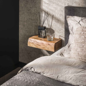 LifestyleFurn Zwevend Nachtkastje 'Hind' Large, Met 1 lade, Acaciahout, Set van 2 stuks