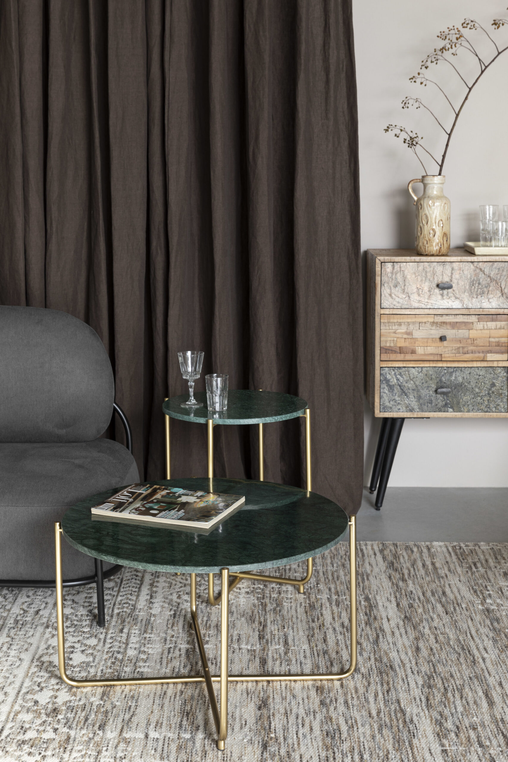 ZILT Salontafel 'Timpa' 70cm, groen marmer - Afbeelding 7