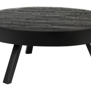 ZILT Ronde Salontafel 'Raudel' Teakhout, 74cm, kleur Zwart