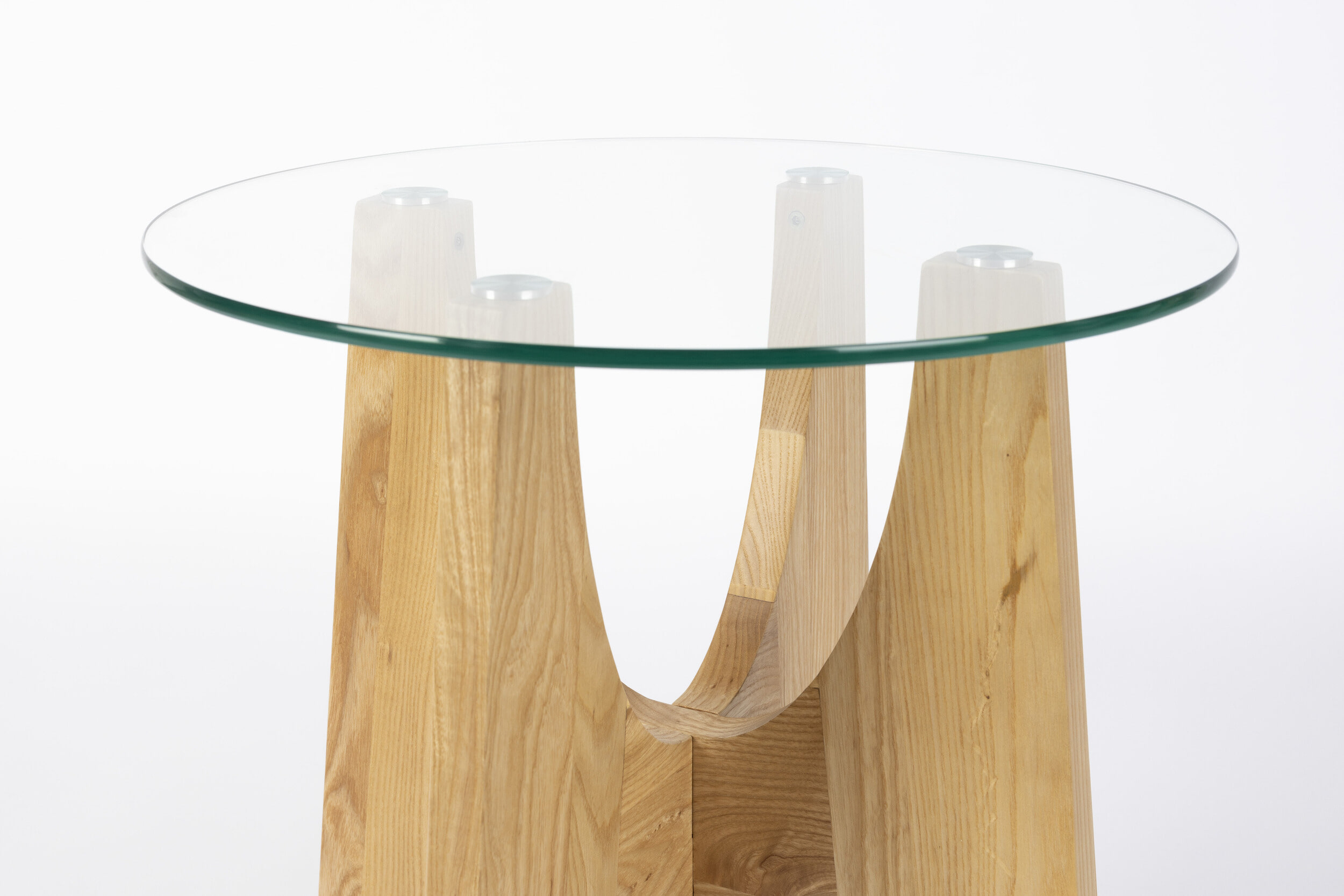 Zuiver Ronde Bijzettafel 'Kobe' Essenhout en glas, 45cm - Afbeelding 2