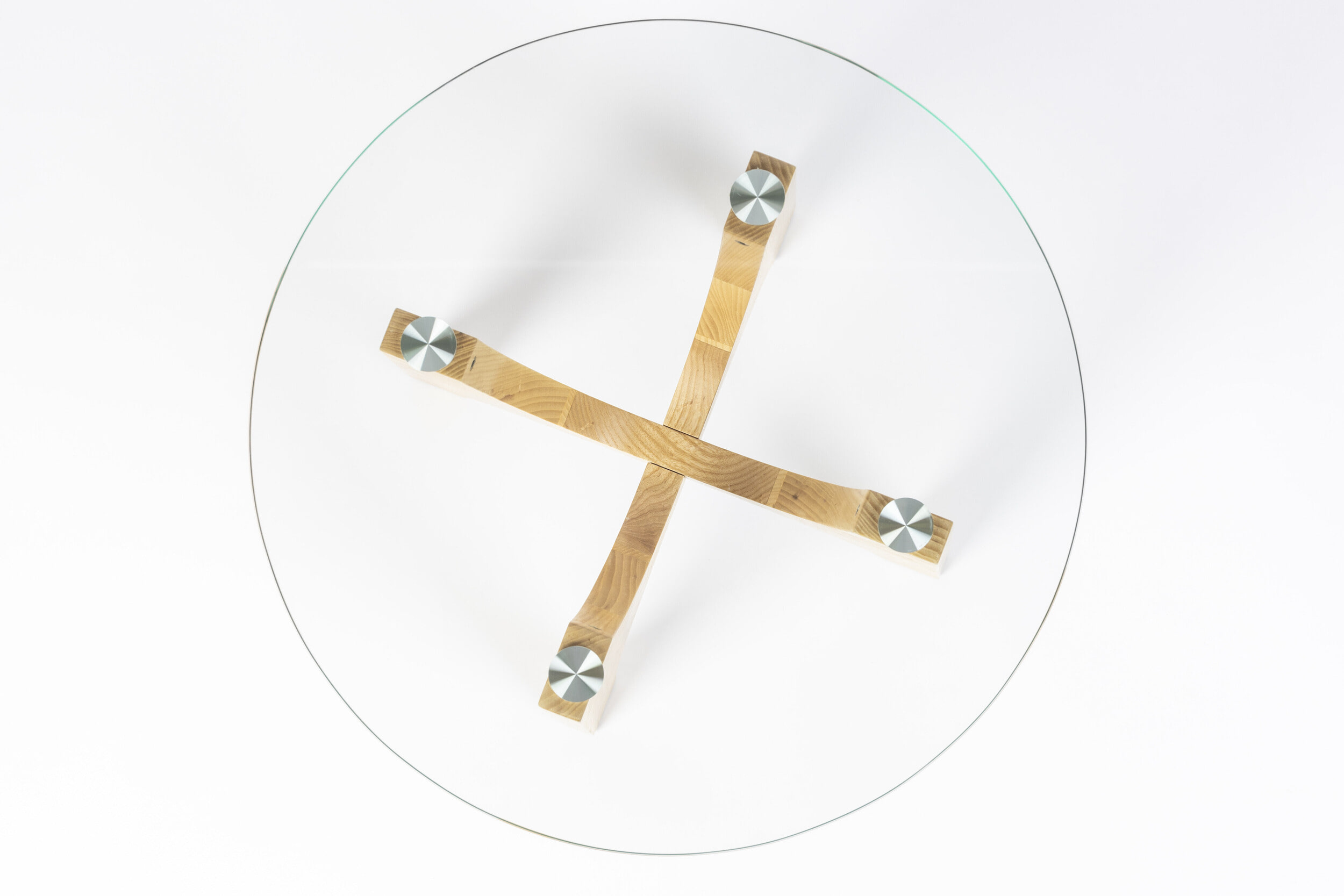 Zuiver Ronde Bijzettafel 'Kobe' Essenhout en glas, 45cm - Afbeelding 4