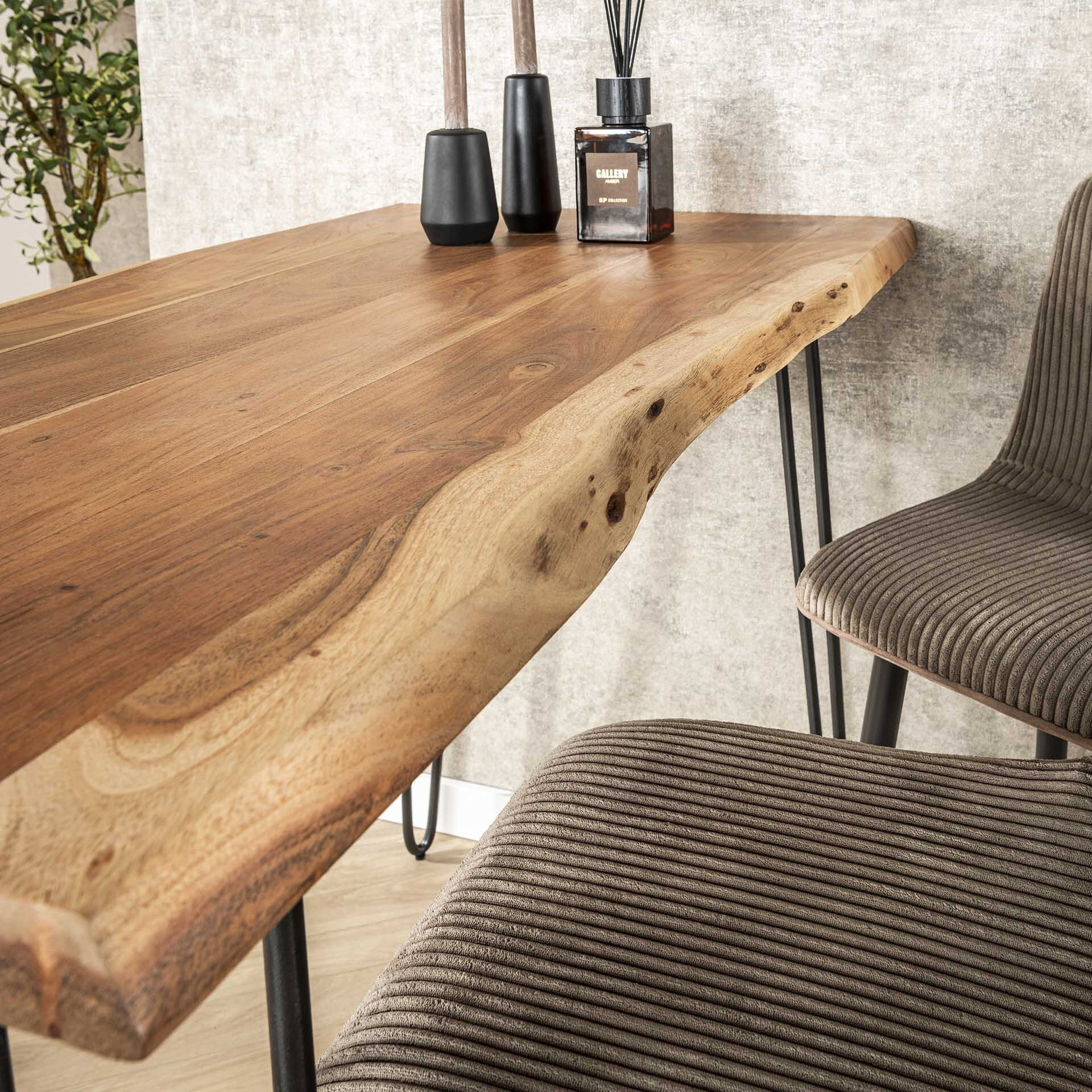 Bartafel 'Michel' Boomstam, 130 x 70cm, kleur Massief acacia naturel - Afbeelding 6