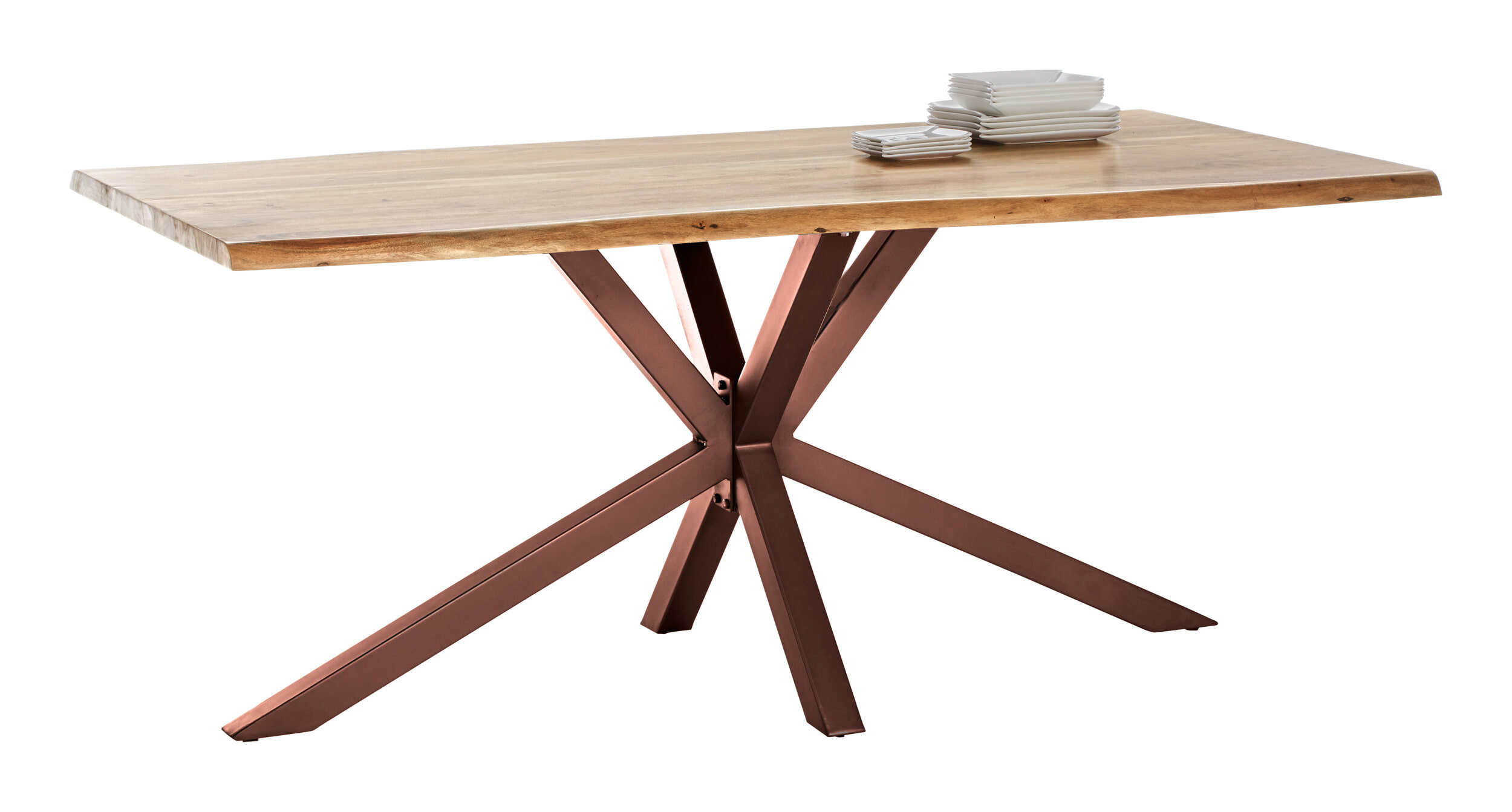 Artistiq Boomstam Eettafel 'Raynaldo' Acaciahout, 180 x 90cm, kleur Bruin - Afbeelding 2