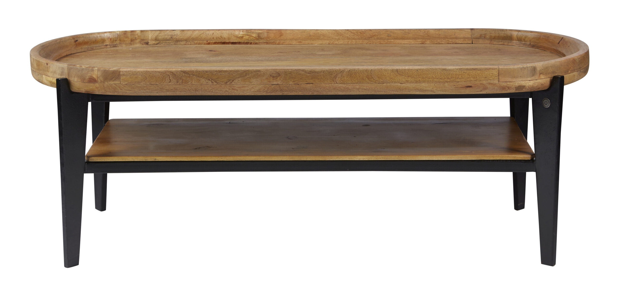Tom Tailor Ovale Salontafel 'Deke' Mangohout en metaal, 120 x 50cm - Afbeelding 2