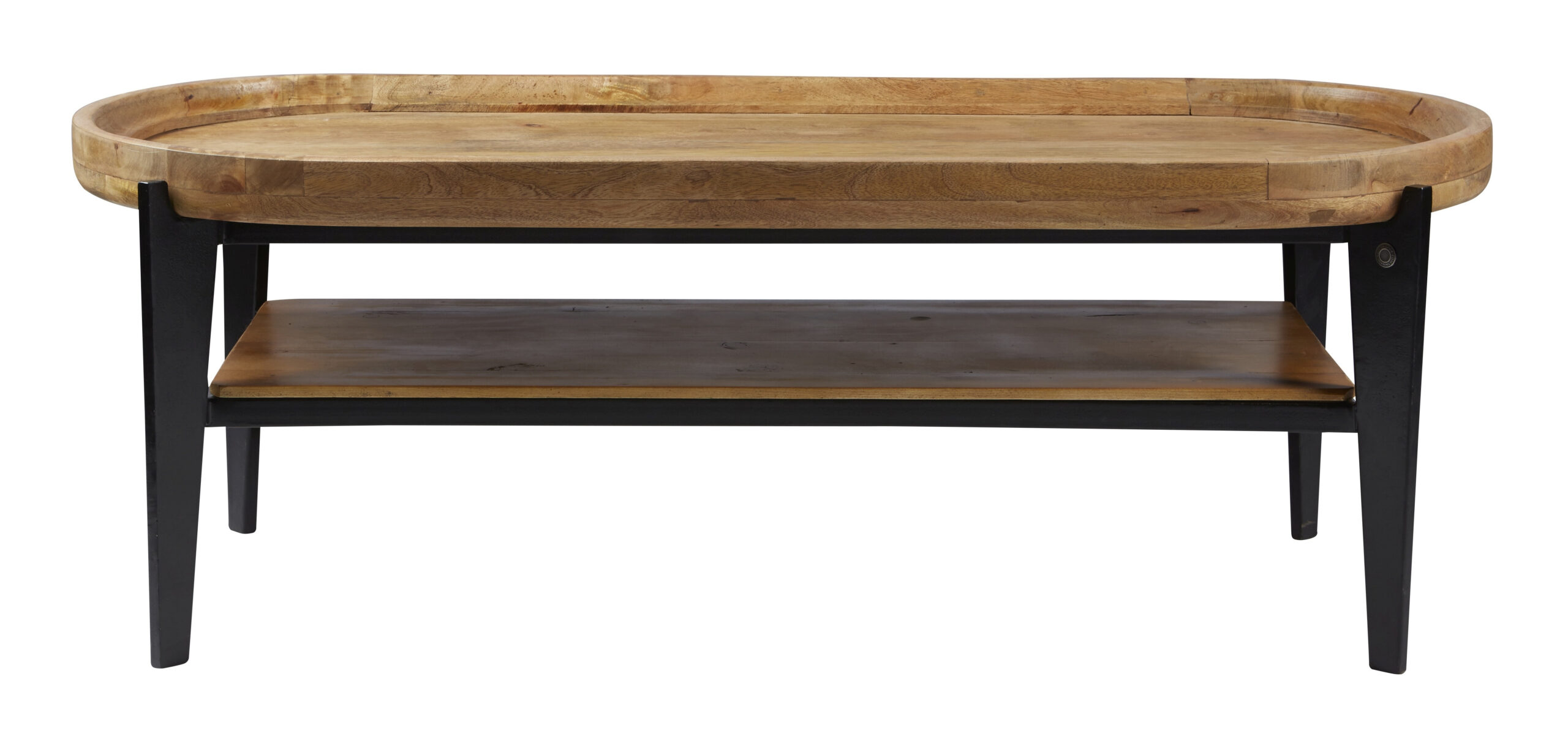 Tom Tailor Ovale Salontafel 'Deke' Mangohout en metaal, 120 x 50cm - Afbeelding 3
