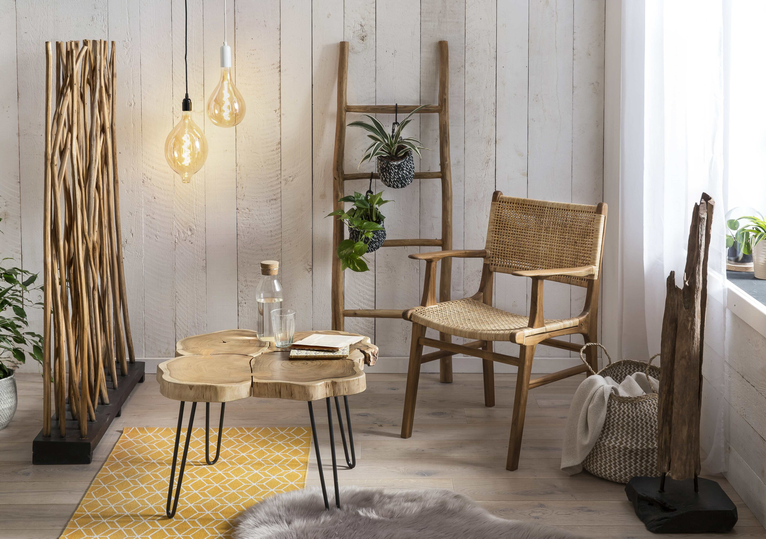 Artistiq Eetkamerstoel 'Ervin' Teakhout en rotan - Afbeelding 6