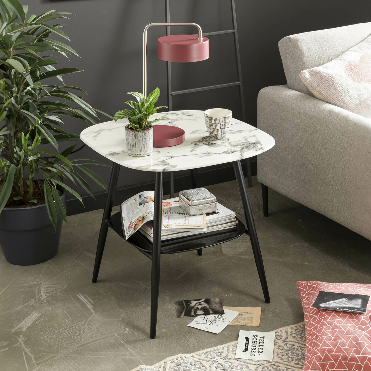 Artistiq Bijzettafel 'Nicky' 55 x 55cm, Marmerlook