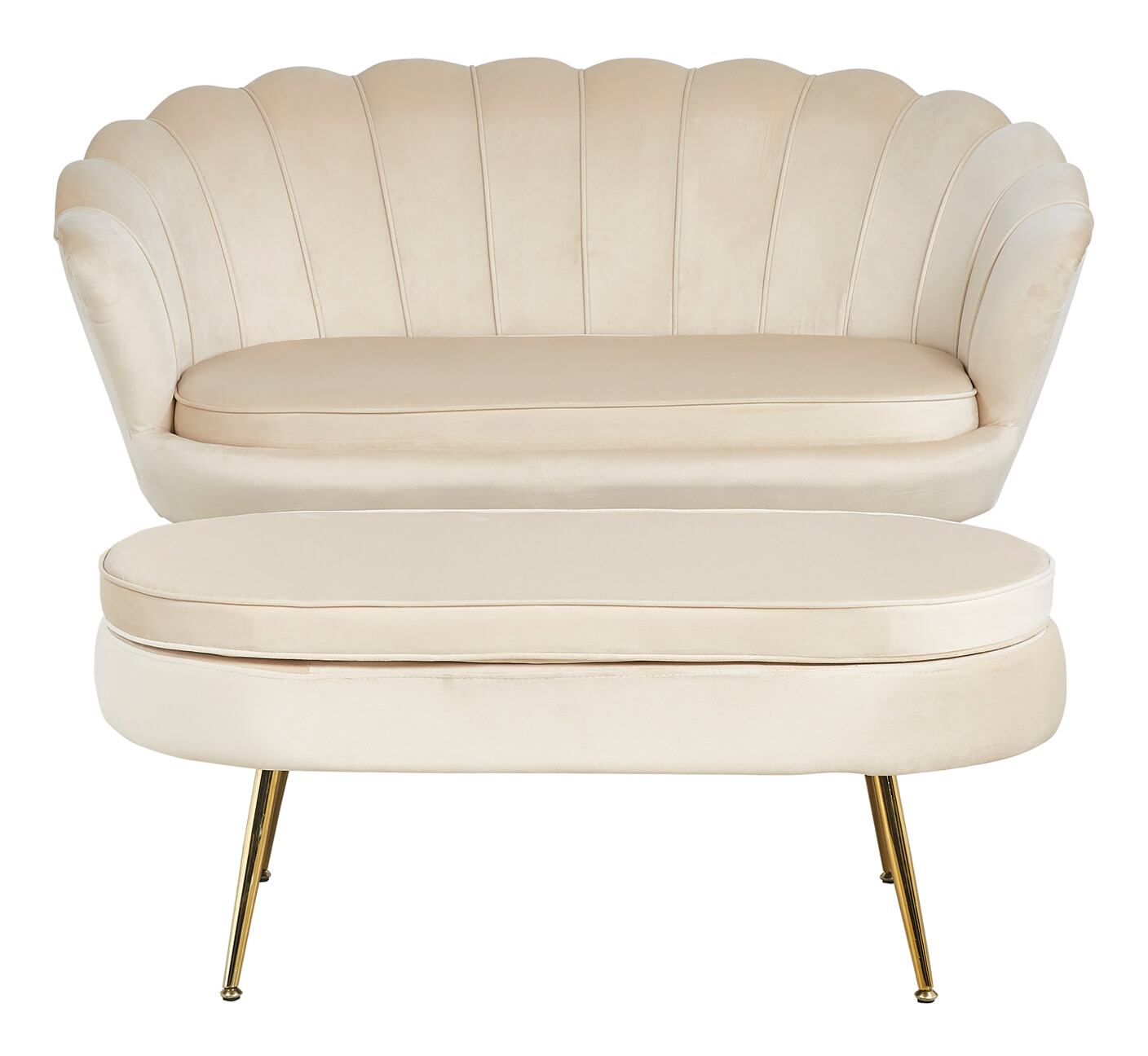 Artistiq Hocker 'Loulou' Velvet, kleur Beige - Afbeelding 6