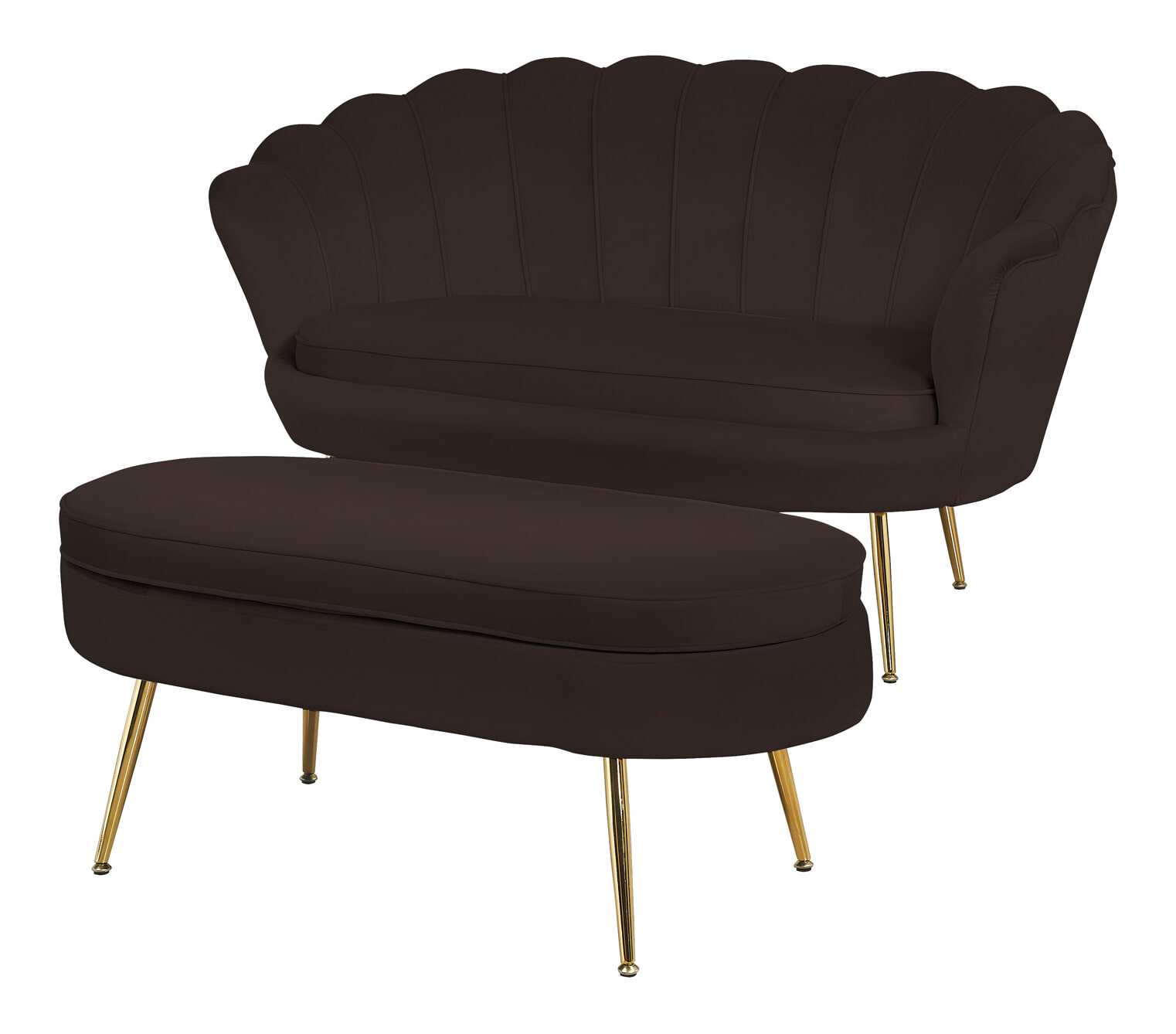Artistiq Hocker 'Loulou' Velvet, kleur Zwart - Afbeelding 5