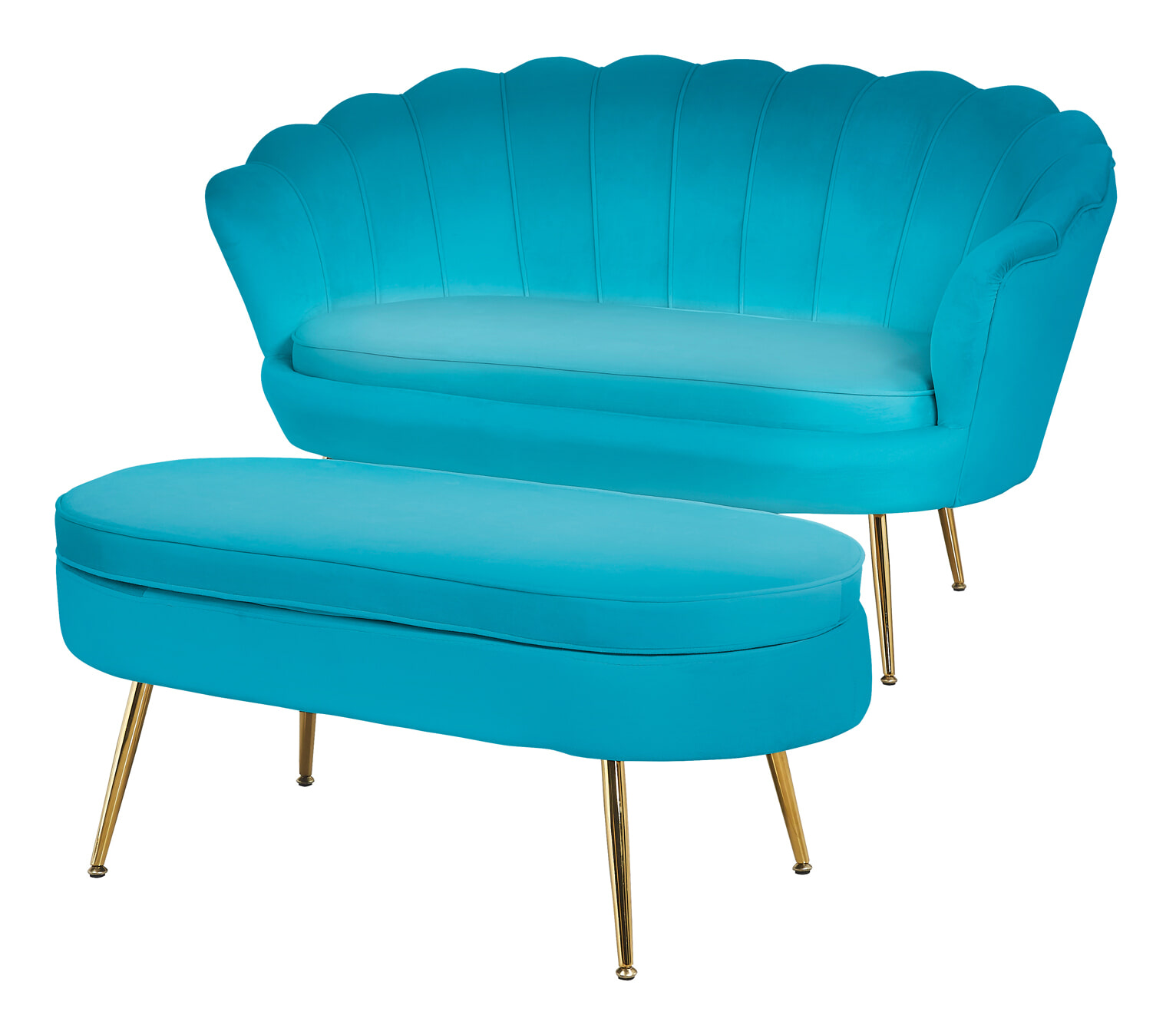 Artistiq Hocker 'Loulou' Velvet, kleur Blauw - Afbeelding 5